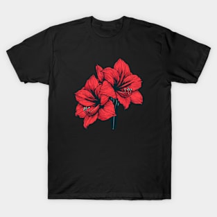 Two Pair Of Red Amaryllis T-Shirt